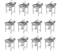 Fregadero Con Patas Acero Exteriores De Acero Inoxidable 304 De Fregadero De Cocina Independiente De Almacenamiento Grifo De Fría Y Caliente Para Lavadero Patio Trasero Garaje, 50x50x80cm