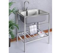 Fregadero Con Patas Acero, Fregaderos De Un Seno, Fregadero Portatil, El Fregadero Es Lo Suficientemente Grande For Lavarse Las Manos, Herramientas Y Utensilios. ( Color : Silver , Size : 70*46*75cm )