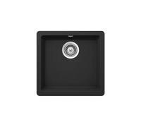 Fregadero con una cubeta de 45 cm fabricado en quarzex de color negro Riga Roca - Con dispensador de jabón