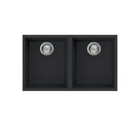 Fregadero Cuba doble Smeg Rectangular 76 cm Universal Quadra VZUM3434N Negro