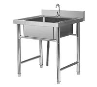 Fregadero de 50/60 cm para exteriores, independiente, extragrueso, de acero inoxidable 304, para garaje, restaurante, cocina, barbacoa y uso al aire libre