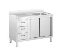 Fregadero de acero inoxidable - 1 cuba - Royal Catering - Acero inoxidable - 120 x 60 cm