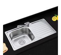 Fregadero de Acero Inoxidable 304 con escurridor, Lavabo de Cocina de un Solo tazón, para Lavabo de baño de Cocina (Color: Right-Kit A, tamaño: 81,6 x 42,5 cm)
