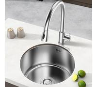 Fregadero de acero inoxidable 304 con grifo cepillado 42 x 42 cm para cocina, isla, bar, caravana, lavandería, diseño de montaje bajo encimera