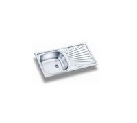 Fregadero de acero inoxidable, 860 mm, 1 lavabo reversible, incluye válvula de tapón, escurridor, rebosadero