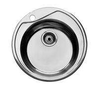 Fregadero de acero inoxidable con diseño circular en acabado color cromo Rueda Roca - Sin dispensador de jabón