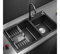 Fregadero de acero inoxidable con estante de almacenamiento para grifo mezclador para cocina comercial y restaurante, resistente, fácil de limpiar, diseño que ahorra espacio