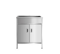 Fregadero de acero inoxidable con estantes de almacenamiento independientes, ideal para cocina, garaje, sótano, exterior e interior, solución duradera que ahorra espacio para cualquier cuarto de