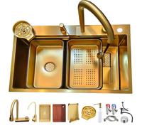 Fregadero de acero inoxidable con grifo de cascada, multifunción, control de temperatura, 80 x 50 cm, perfecto para el hogar moderno