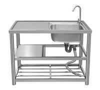 Fregadero de acero inoxidable con grifos fríos y calientes para cocina, bar, garaje y uso al aire libre