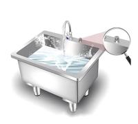 Fregadero de acero inoxidable con lavabo profundo, fregadero inclinado de gran capacidad con patas ajustables y grifo, diseño independiente