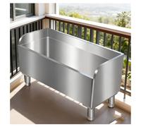 Fregadero de acero inoxidable con panel trasero de 3 lados, patas ajustables, diseño de esquina redondeada de 21.7 pulgadas, construcción de 1 pieza, lavabo de fregona de doble capa con acabado