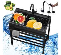 Fregadero de acero inoxidable con un compartimento, fregadero comercial con grifo para restaurante, cocina, lavandería, garaje