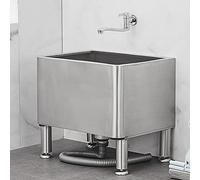 Fregadero de acero inoxidable de 30 cm, para el hogar y al aire libre, fregadero de pie profundo para patios y necesidades de limpieza