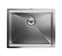 Fregadero de acero inoxidable de Klarstein - diseño cuadrado, resistente a arañazos y al calor, fácil de limpiar, incluye kit de instalación y rebosadero, 45x55 cm, acero inoxidable