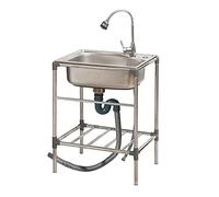Fregadero de acero inoxidable de pie para cocina, garaje, lavandería al aire libre, barbacoa, camping y jardín, fregadero de restaurante comercial de 21 x 15 pulgadas