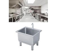 Fregadero de acero inoxidable for fregona, color plateado, for lavadero, garaje, sótano, interior y exterior, cubeta for fregar.(150x50cm/59.1x15.7in)