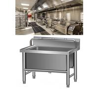 Fregadero de acero inoxidable for suelo, lavabo for fregona, kit de piscina for fregona, fregadero comercial for cocina, restaurante y garaje.(Low Rack,120x60cm)