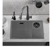 Fregadero De Acero Inoxidable, Fregadero De Cocina De Un Solo Seno, Fregadero De Bar, Fregadero Oculto Con Tapa; Grifo Extraíble, Adecuado Para Enjuagar Una Variedad De A-60x32cm (23.62x12.59in)