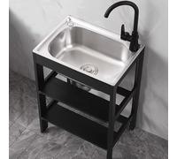 Fregadero de acero inoxidable independiente, con patas, fregadero de cocina independiente de un solo tazón con banco de trabajo, fregadero de servicio(52 * 38cm)