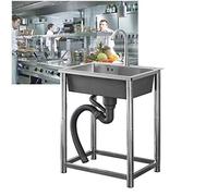 Fregadero de Acero Inoxidable Independiente, Fregadero de lavandería de 1 Compartimento, Juego de Fregadero de Cocina de Restaurante Comercial con Grifo y escurridor, Fregadero de Garaje Ind