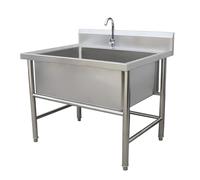 Fregadero de acero inoxidable independiente, fregadero grande de un solo cuenco, fregaderos utilitarios de acero inoxidable, juego de fregadero de cocina comercial con kit de drenaje para restaurante,