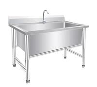 Fregadero De Acero Inoxidable Independiente Lavar Catering Fregaderos Industriales de Lavado de Verduras Exteriores Jardin De Cocina Comercial De Compartimento (100 * 60 * 80cm)