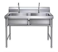 Fregadero De Acero Inoxidable Industrial, Fregadero De Cocina 2 Senos Fregadero Cocina Comercial Grande, Fregadero De Servicio Independiente Con Escurridor, Para Garaje, Cocina, Lavander