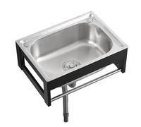 Fregadero de acero inoxidable montado en la pared para cocina y lavandería, diseño compacto, soporte duradero para restaurante e industrial