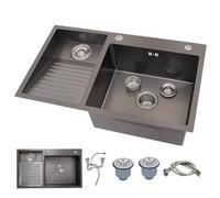 Fregadero De Acero Inoxidable Negro Para Uso General, Fregaderos Profundos Para Cuarto De Lavado, Lavabo Para Cocina, Baño, Balcón, Fregadero De Sótano(80x48cm)