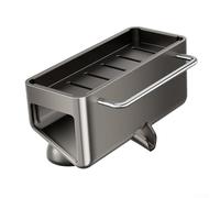 Fregadero de acero inoxidable para carrito con ventosa, organizador inclinado para esponja de cocina para secar paños de cocina, estante de almacenamiento a prueba de óxido, gris