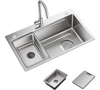 Fregadero De Acero Inoxidable Para Cocina Fregadero Multifunción Estación De Trabajo Individual Grifo Redondo Placa Adhesiva De Acero Inoxidable(8046)