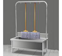 Fregadero de acero inoxidable para fregona de suelo, bañera de lavandería comercial con grifo, estación de lavado para interiores y exteriores, estante bajo, 60 x 50 x 55 cm