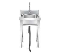 Fregadero de acero inoxidable profesional, fregadero de pie de gran capacidad, bandeja profunda de acero inoxidable, grifo de 360°, filtro antiescombros, fácil de limpiar, cocina restaurante bar