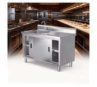 Fregadero de Acero Inoxidable von Puerta Corrediza Y Estación de Trabajo Espacioso Almacenamiento en Niveles Pies Ajustables Lavabo for Lavar Verduras Y Lavavajillas Adecuado