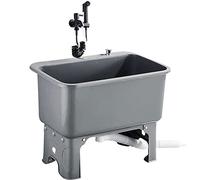 Fregadero de alta resistencia con grifo y desagüe, lavabo para fregar el suelo, para baño, garaje, exterior, servicio público.