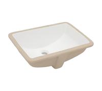 Fregadero de baño de 50 x 35,5 cm, rectangular, color blanco, de porcelana, lavabo, lavabo de cerámica blanca con desbordamiento