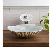 Fregadero de baño de cerámica con forma de concha, lavabo de encimera de baño de vidrio templado con grifo y drenaje, lavabo, vanitybas,size_name-Vanitybasin+Acceso