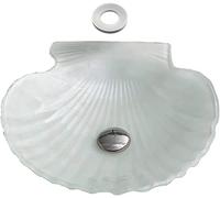 Fregadero de baño de cerámica con forma de concha, lavabo de encimera de baño de vidrio templado con grifo y drenaje, lavabo, vanitybas,size_name-VanityBasin,size_n