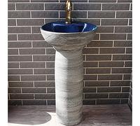 Fregadero de baño independiente con pedestal retro industrial, fácil de limpiar, ideal para el hogar y hoteles artísticos (tamaño F)