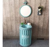 Fregadero de baño independiente, lavabo de pedestal de estilo industrial con grifo y drenaje, perfecto para actualizaciones modernas de baño de hotel y hogar