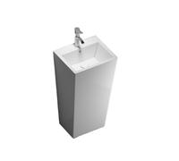 Fregadero de baño independiente moderno de una pieza con pedestal de porcelana blanca con kit de desagüe plateado ideal para baños Slish