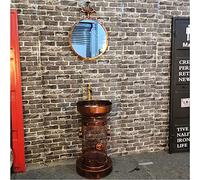 Fregadero de baño independiente, moderno tocador industrial con lavabo y grifo, diseño que ahorra espacio para hogares contemporáneos