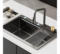 Fregadero de bar, fregadero tipo cascada con lavavasos, instalación sobre encimera o bajo encimera.