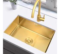 Fregadero de bar grande con grifo en D, elegante diseño de cuenco individual (55 x 40 x 21 cm) para cocina, baño o bar en casa, elegante adición