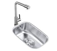 Fregadero de Barra de Cocina Plateado, Fregadero Individual Empotrado/bajo Montaje, Mini Lavabo de Acero Inoxidable para estación de Trabajo de Granja con Grifo (Multicolor 45,6 cm)