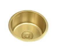 Fregadero de barra redondo dorado de acero inoxidable 304 de 11.8 pulgadas, fregadero pequeño con juego de drenaje (11.8 x 11.8 pulgadas)