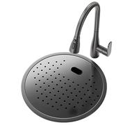 Fregadero de barra redondo, pequeño fregadero de cocina integrado con desagüe y grifo, apto para cocinas, balcones y barras (36 x 36 cm)