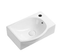 Fregadero de cerámica compacto con manguera de alcantarillado para instalación en pared o encimera en baños pequeños