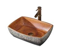 Fregadero de cerámica - Lavabo cuadrado retro sobre encimera para tocador de baño o balcón